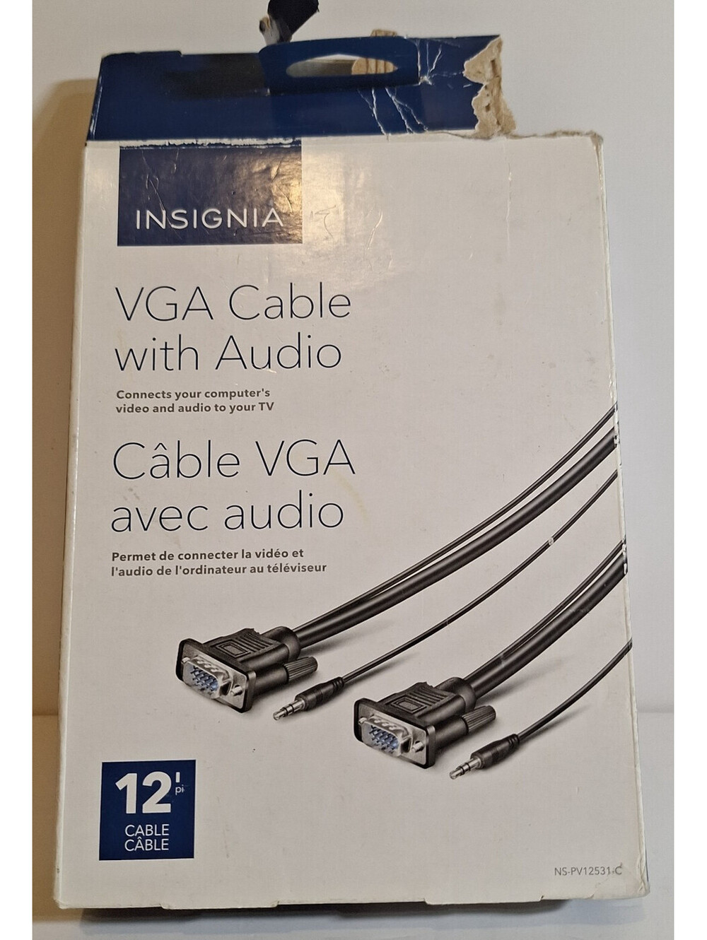 Insignia- 12' VGA Monitor Cable with 3.5mm Audio - Black Model (NS-Pv12531)